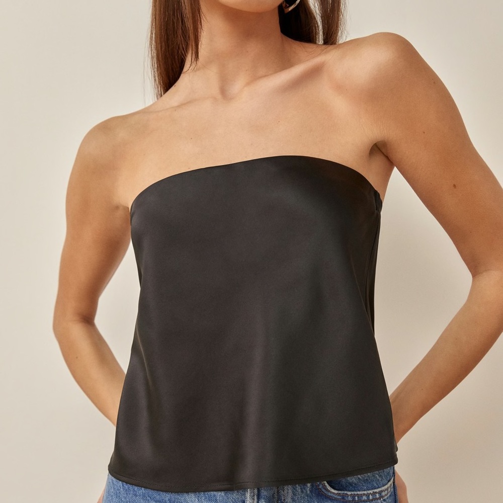 Reformation Spritz Silk Top - Black - M - Sleeveless